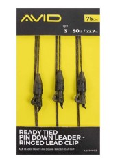 3ks - Návazec Avid Carp Ready Tied Pin Down Leader - Ringed Lead Clip
