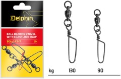 3ks - Pevnostni Oprtnik s Karabinkom Delphin Ball Bearing Swivel with Coastlock Snap