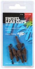 5ks - Závěs na Boční Olovo Giants Fishing Swivel Lead Clips Brown 5ks - Závěs na Boční Olovo Giants Fishing Swivel Lead Clips Brown