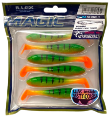 6 kom - Gumena Mamac Illex Magic Slim Shad 4 8cm 4,1gr Magic Fire Tiger