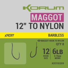 8kom - Gotovi Predvez Korum Xpert Maggot Hooks Barbless to Nylon