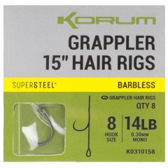 8kom - Gotovi Predvezi Korum Grappler Hair Rigs Barbless 38cm