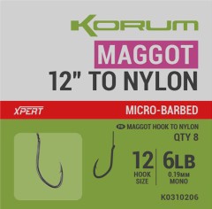8ks - Gotova Povezica Korum Xpert Maggot Kuke Micro-Barbed na Najlon 8ks - Gotova Povezica Korum Xpert Maggot Kuke Micro-Barbed na Najlon