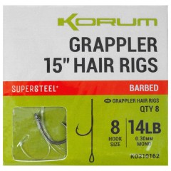 8ks - Hotové Návazce Korum Grappler Hair Rigs Barbed 38cm 8ks - Hotové Návazce Korum Grappler Hair Rigs Barbed 38cm