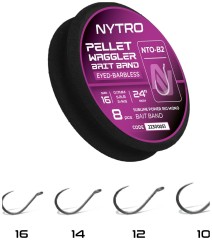 8ks - Hotový Návazec Nytro NTO-B2 Pellet Waggler 61cm Latex Bait Band Velikost 16