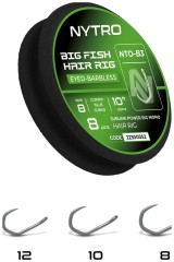 8ks - Hotový Náväzec Nytro NTO-B3 Barbless Big Fish Mono Hair Veľkosť 8