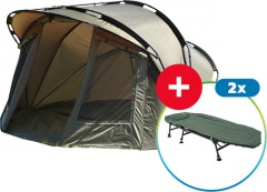 Bivak Mikado Enclave 2 Man Bivvy XL + 2x Ležaljka Suretti Fishmaster
