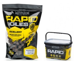 Boilie Mivardi Rapid Excellent Monster Crab 3,3kg + Vedro na Kŕmenie Rapid Box
