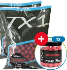 Boilie Shimano TX1 Strawberry 15mm 5kg Akce 2 + Pop Up