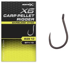 Háček Matrix X6 Carp Pellet Rigger Barbless - Eyed Háček Matrix X6 Carp Pellet Rigger Barbless - Eyed