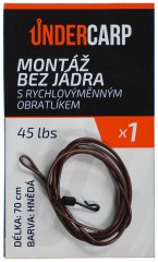 Hotový Návazec UnderCarp Montáž bez jádra s rychlovýměnným obratlíkem 45 lbs / 70 cm hnědá