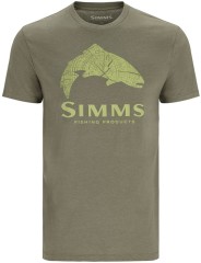 Majica Simms Wood Trout Fill T-Shirt Military Heather Neon Veličina 3XL