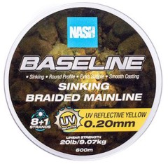 Pletena Šnjura Nash Baseline Sinking Braid UV Žuta 600m