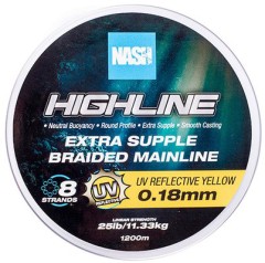 Pletena Šnura Nash Highline Extra Supple Braid UV Žuta 1200m