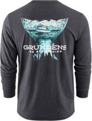 Tričko Grundéns Salmon Tailscape LS T-Shirt Heather Charcoal
