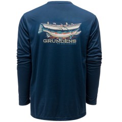 Tričko Grundéns Tech Tee LS Drift Boat Blue Abyss