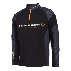Tričko Savage Gear Tournament Gear Majica 1/2 Zip Crna Tinta