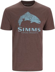 Tričko Simms Wood Trout Fill T-Shirt Brown Heather Veličina 3XL