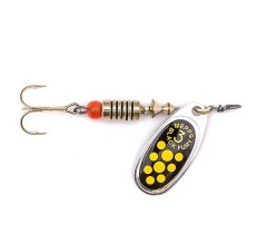 Třpytka Rotační Mepps Black Fury stříbrná/černá/žlutá