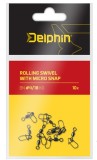 10 kom - Karabin s Oko Delphin Rolling Swivel s Mikro Upenjačem Veličina 14/3kg