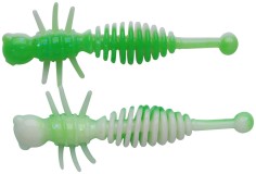 10ks - Gumová Nástraha Berkley PowerBait Power Larvae 5,5cm Spring Green/White