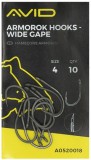 10ks - Háček Avid Carp Armorok Hooks Wide Gape Barbed Velikost 8