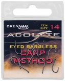 10ks - Háčiky Bez Protihrotu Drennan Acolyte Carp Method Barbless Veľkosť 14