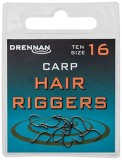 10ks - Háčky Bez Protihrotu Drennan Carp Hair Riggers Barbless Vel. 12