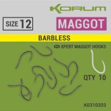 10ks - Háčky Korum Xpert Maggot Hooks Barbless Velikost 12