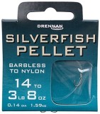 10ks - Hotový Náväzec Drennan Silverfish Pellet Barbless Veľkosť 14 / 3lb