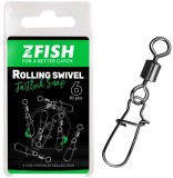 10ks - Karabinka s Obratlíkem Zfish Rolling Swivel & Fastlock Snap Vel. 8