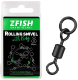 10ks - Obratlík Zfish Rolling Swivel with Ring Black Matt Veľkosť 8 / 26kg 10ks - Obratlík Zfish Rolling Swivel with Ring Black Matt Veľkosť 8 / 26kg