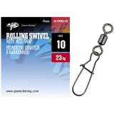 10ks - Pev. Obratlík s Karabinkou Giants Fishing Rolling Swivel with Nice Snap Vel.8 10ks - Pev. Obratlík s Karabinkou Giants Fishing Rolling Swivel with Nice Snap Vel.8