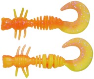 12ks - Gumová Nástraha Berkley PowerBait Power Curly 4cm Fluorescent Orange/Sunshine Yello
