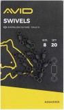 20ks - Obratlík Avid Carp Outline Swivels Veľkosť 8
