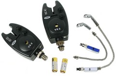 2x Signalizator NGT Bite Alarm VX2 + 2x Lančani indikator + 2x Baterija