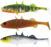 3ks Gumená nástraha Westin Stanley The Stickleback Shadtail 7,5cm 4gr Dark Water Mix 10