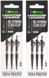3ks - Hotová Montáž Korda Kable Leadcore Leader Hybrid Lead Clip QC Swivel 50cm