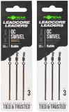 3ks - Hotová Montáž Korda Kable Leadcore Leader QC Swivel 50cm