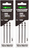 3ks - Hotová Montáž Korda Kable Leadcore Leader Ring Swivel 50cm