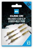 3ks - Koncová Montáž Nash Cling On Unleaded Lead Clip Leader 40lb 75cm 3ks - Koncová Montáž Nash Cling On Unleaded Lead Clip Leader 40lb 75cm