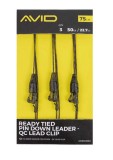 3ks - Návazec Avid Carp Ready Tied Pin Down Leader -  QC Lead Clip
