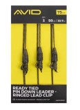 3ks - Návazec Avid Carp Ready Tied Pin Down Leader - Ringed Lead Clip