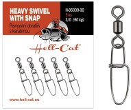 5ks Karabinka s obratlíkem Hell-Cat Heavy Swivel with Snap vel. 3/0 (90kg) 5ks Karabinka s obratlíkem Hell-Cat Heavy Swivel with Snap vel. 3/0 (90kg)