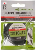 6ks - Hotové Návazce Korum River Grappler Hair Rigs 1m Barbed Velikost 12 0,26mm/10lb