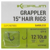 88ks - Hotové Návazce Korum Grappler Hair Rigs Barbless 38cm Veľkosť 12 0,26mm/10lb