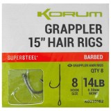 8kom - Gotove Uže Korum Grappler Hair Rigs S Čavlima 38cm Veličina 8 0,30mm/14lb