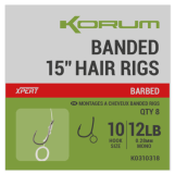 8kom - Gotovi Predvezi Korum Banded Hair Rigs 15 inch Veličina 12lb Sz 10 Barbed