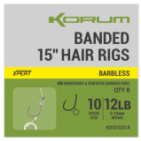8kom - Gotovi Predvezi Korum Banded Hair Rigs 15 inch Veličina 12lb Sz 10 Barbless