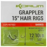 8kom - Gotovi Predvezi Korum Grappler Hair Rigs Barbed 38cm Veličina 12 0,26mm/10lb
